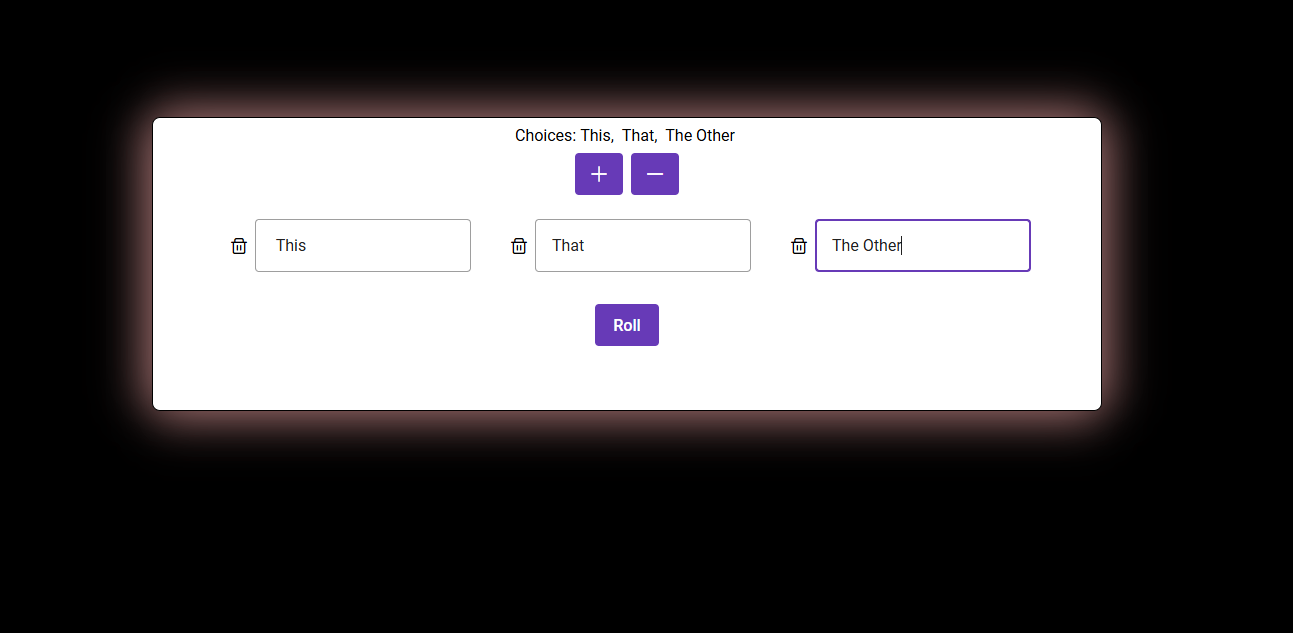 screenshot of just choose something
